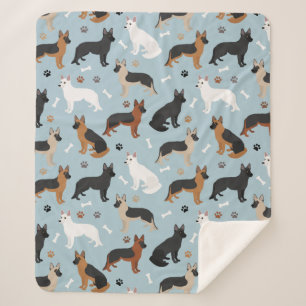 German Shepherd Bones and Paws Sherpa Blanket
