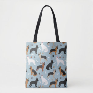 German Shepherd Bones and Paws Tote Bag