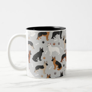 German Shepherd Bones and Paws Two-Tone Coffee Mug