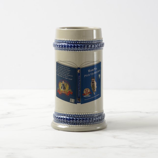 German Shepherd Book Grey/Blue 18 oz Stein (Center)