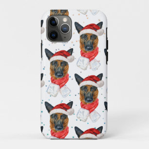 German Shepherd Breed Dog Pattern Stars Christmas Case-Mate iPhone Case