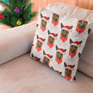 German Shepherd Breed Dog Pattern Stars Christmas Cushion