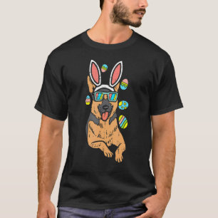 German Shepherd Bunny Glasses Easter Eggs K9 Dog O T-Shirt