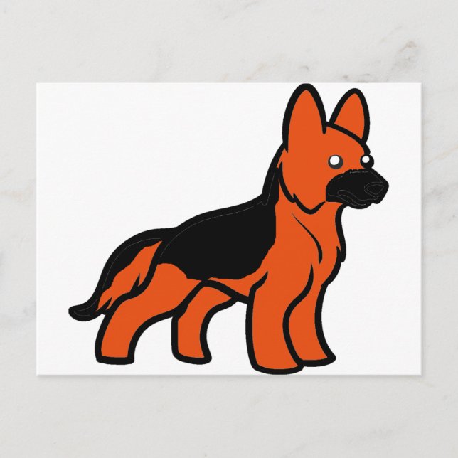 german shepherd cartoon black and red postcard (Front)