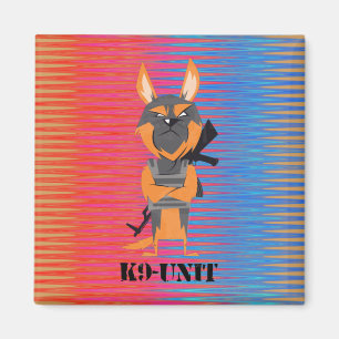 German Shepherd Cartoon K9 Unit Dog Design Magnet
