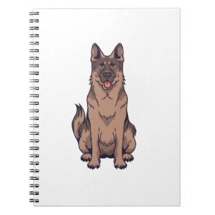 German Shepherd Cartoon Portrait Design Notebook