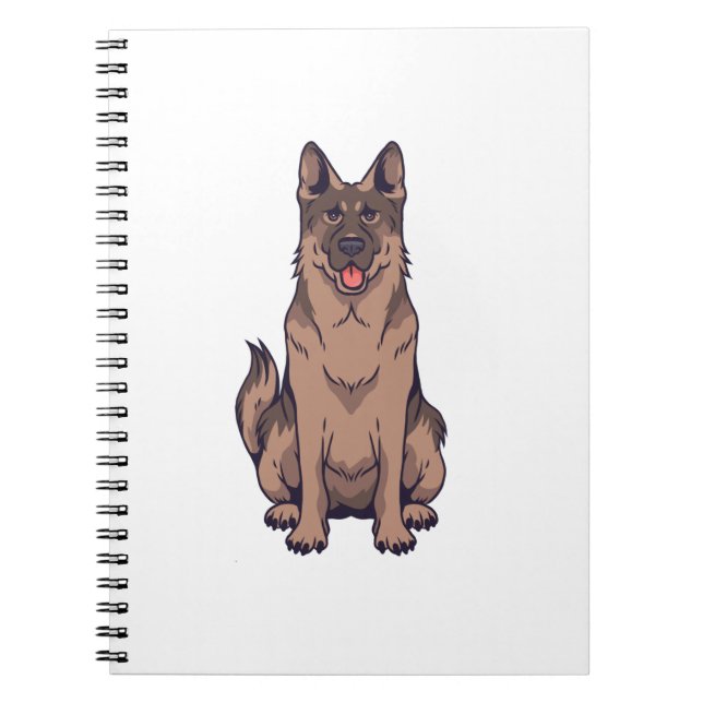 German Shepherd Cartoon Portrait Design Notebook (Front)