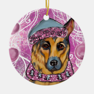 German Shepherd Ceramic Tree Decoration