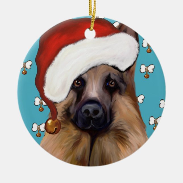 German Shepherd Ceramic Tree Decoration (Front)