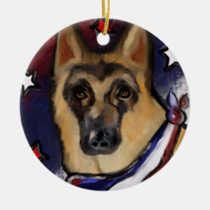 GERMAN SHEPHERD CERAMIC TREE DECORATION