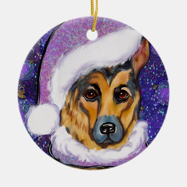 GERMAN SHEPHERD CERAMIC TREE DECORATION (Front)