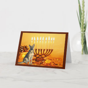 German Shepherd   Chanukah Card Menorah3