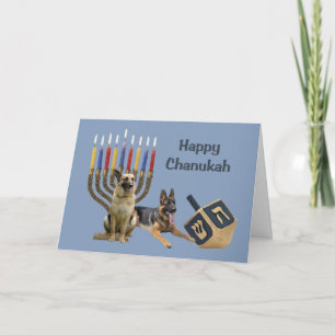German Shepherd Chanukah Card Menorah Dreidel1