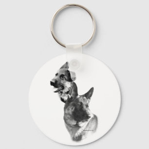 German Shepherd Charcoal 2 Keychain