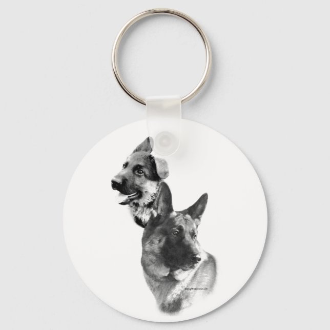 German Shepherd Charcoal 2 Keychain (Front)