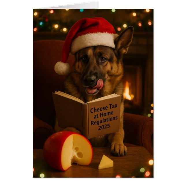 German Shepherd 'Cheese Tax' Christmas card (Front)