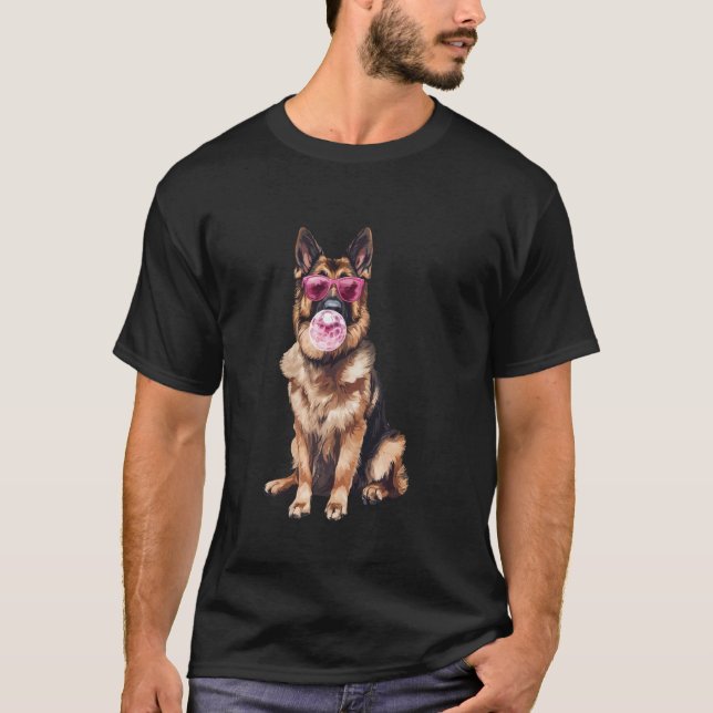 German Shepherd Chewing Gum T-Shirt (Front)