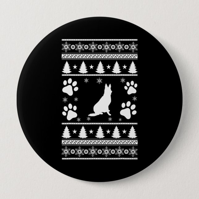 German Shepherd Christmas 10 Cm Round Badge (Front)