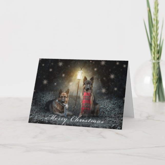 german shepherd christmas card. card (Front)