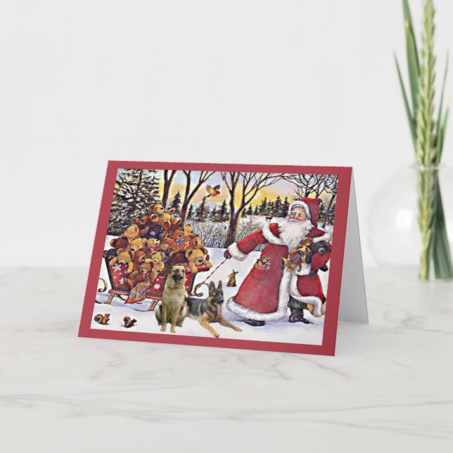 German Shepherd Christmas Card Santa Bears1 (Front)