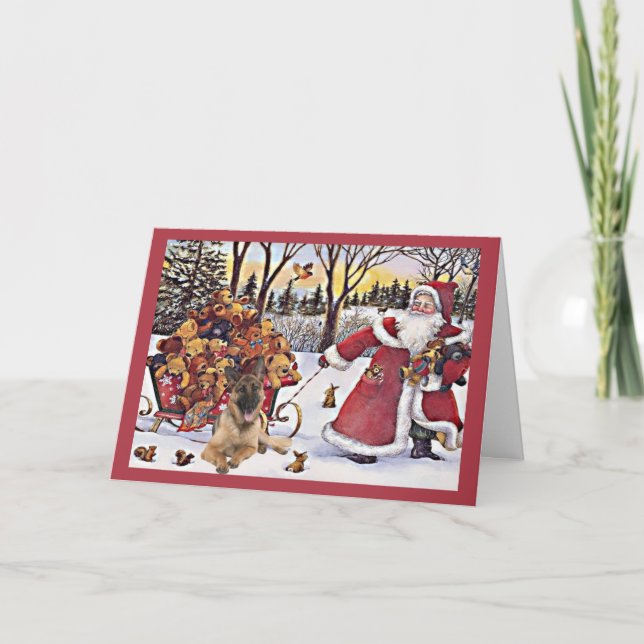 German Shepherd Christmas Card Santa Bears4 (Front)