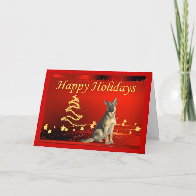 German Shepherd Christmas Card Stars1 (Front)