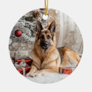 German Shepherd Christmas Ceramic Tree Decoration