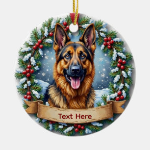 German Shepherd Christmas Ceramic Tree Decoration