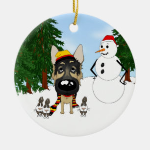German Shepherd Christmas Ceramic Tree Decoration
