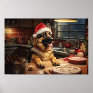German Shepherd Christmas Cookies Festive Holiday Poster