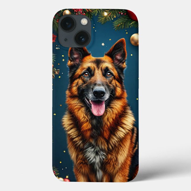 German Shepherd christmas dog Case-Mate iPhone Case (Back)