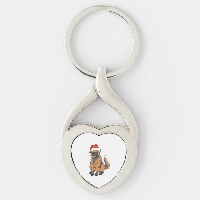 German Shepherd Christmas Dog in Santa Hat   Key Ring (Front)