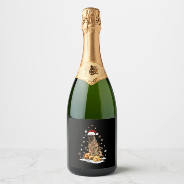 German Shepherd Christmas Dog Light Ugly Sparkling Wine Label (Front)