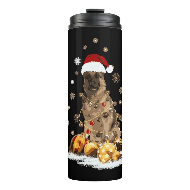 German Shepherd Christmas Dog Light Ugly Thermal Tumbler (Front)