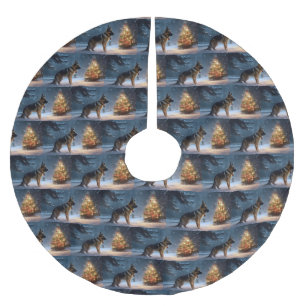 German Shepherd Christmas Festive Season  Brushed Polyester Tree Skirt