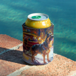 German Shepherd Christmas Festive Season Can Cooler