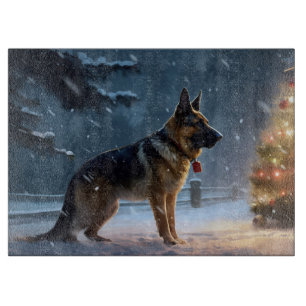 German Shepherd Christmas Festive Season  Cutting Board