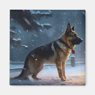 German Shepherd Christmas Festive Season Magnet