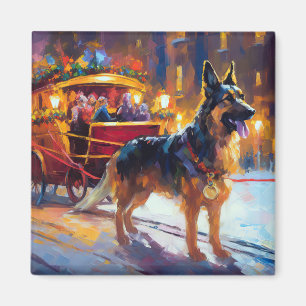 German Shepherd Christmas Festive Season Magnet