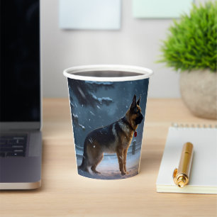 German Shepherd Christmas Festive Season Paper Cups