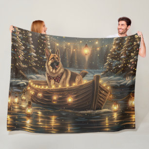 German Shepherd Christmas Festive Voyage  Fleece Blanket