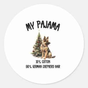 German Shepherd & Christmas, Funny Dog Design for Classic Round Sticker