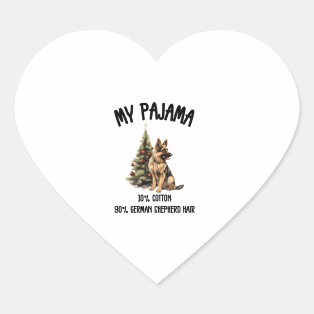 German Shepherd & Christmas, Funny Dog Design for  Heart Sticker (Front)