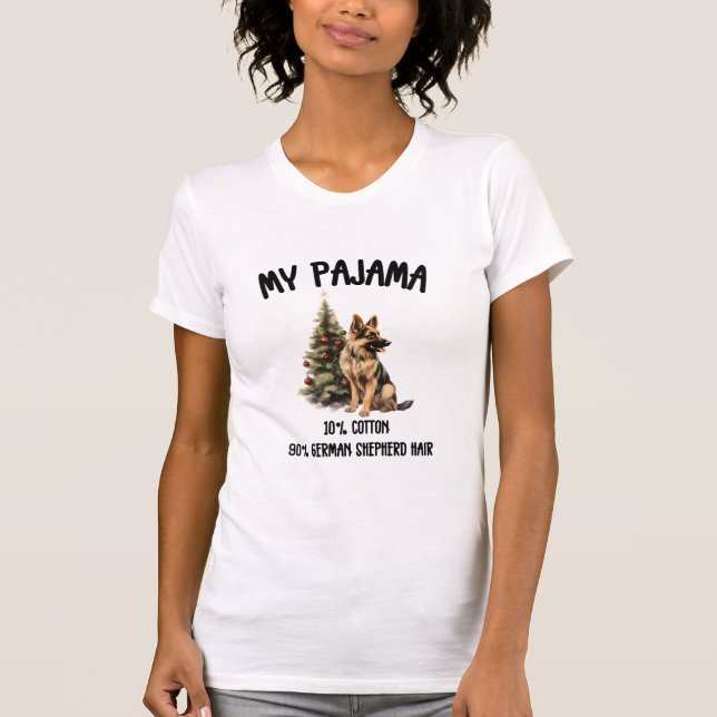 German Shepherd & Christmas, Funny Dog Design for  T-Shirt (Front)