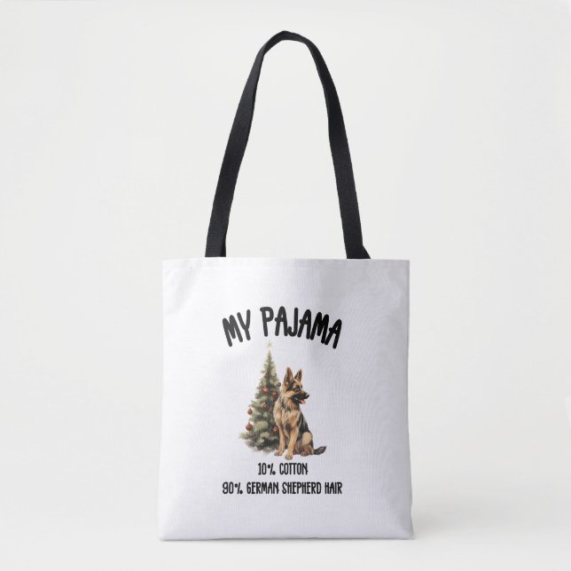 German Shepherd & Christmas, Funny Dog Design for  Tote Bag (Front)