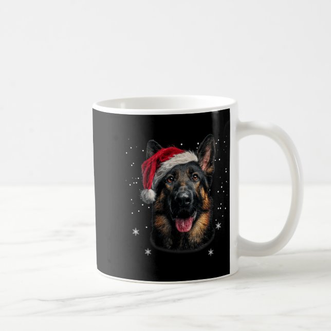 German Shepherd Christmas Funny Santa Hat Dog Xmas Coffee Mug (Right)