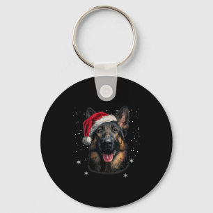 German Shepherd Christmas Funny Santa Hat Dog Xmas Key Ring