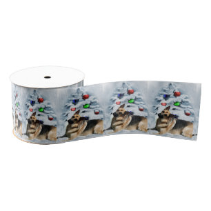 German Shepherd Christmas Grosgrain Ribbon