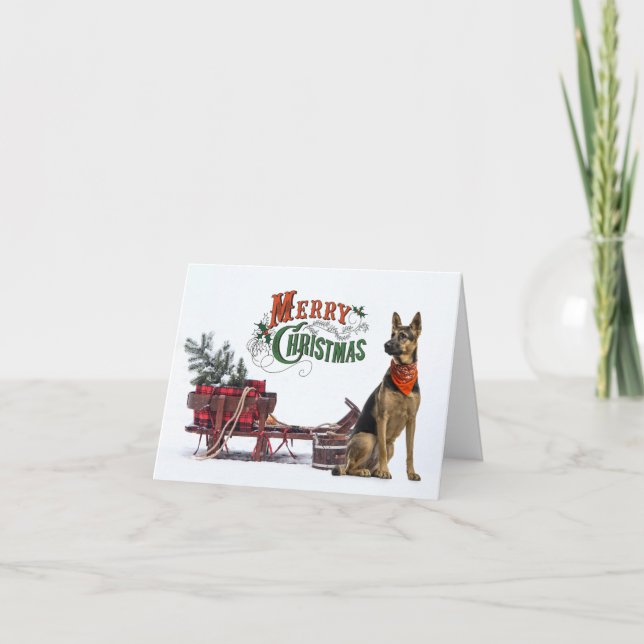 German Shepherd Christmas Holiday Card (Front)
