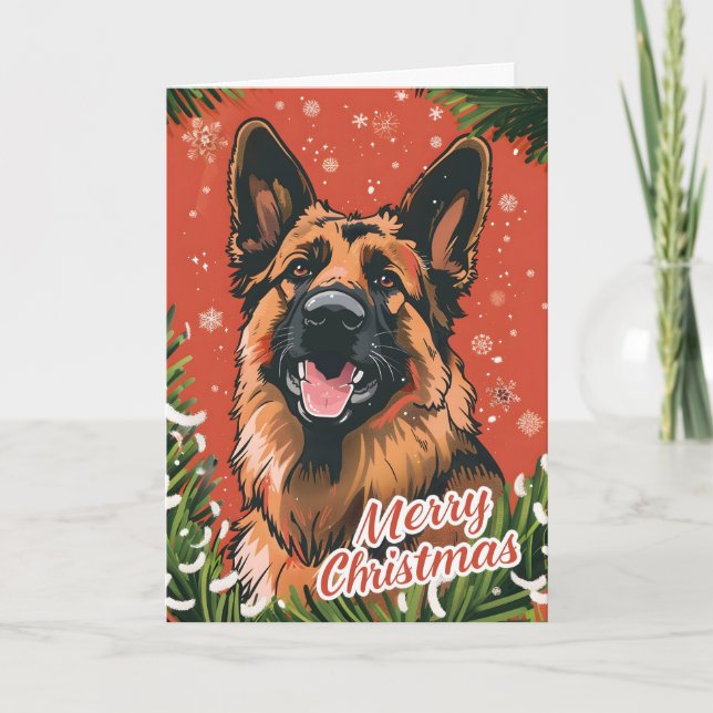 German Shepherd Christmas  Holiday Card (Front)